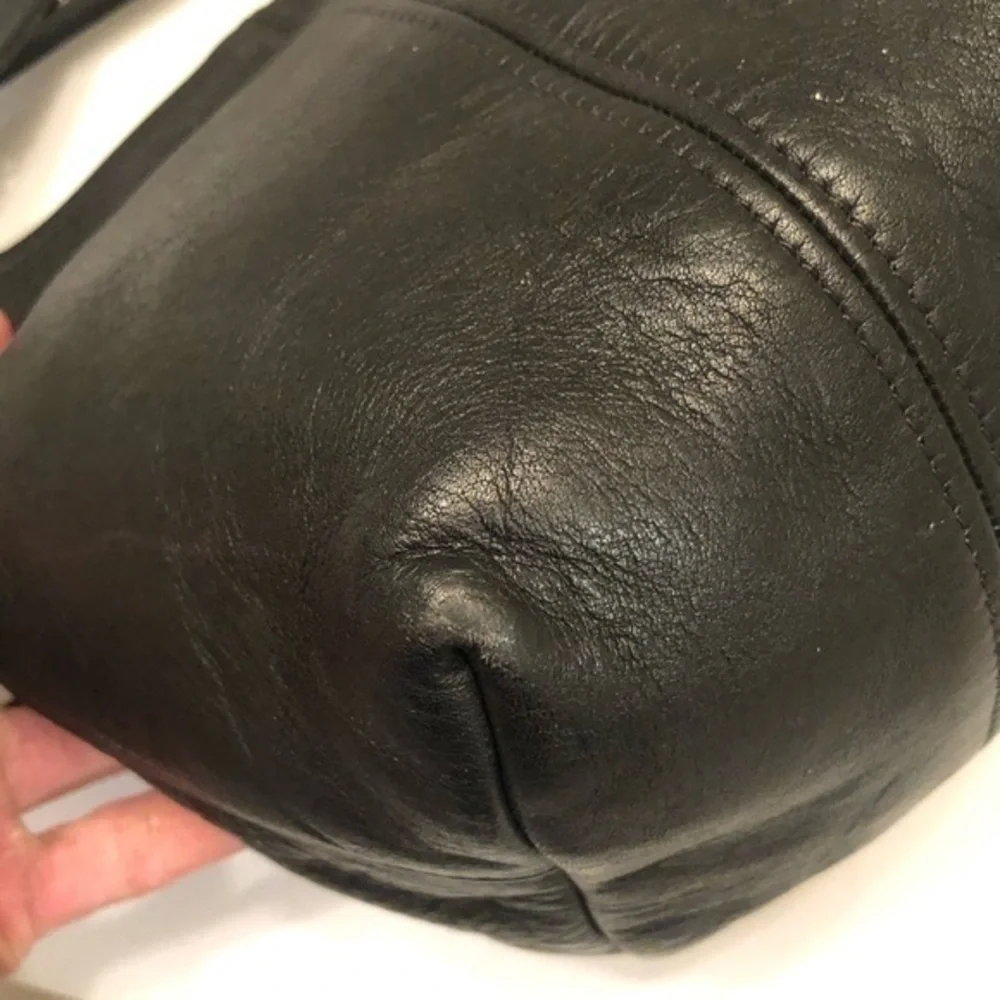 Coach vintage black leather mini duffle bucket bag